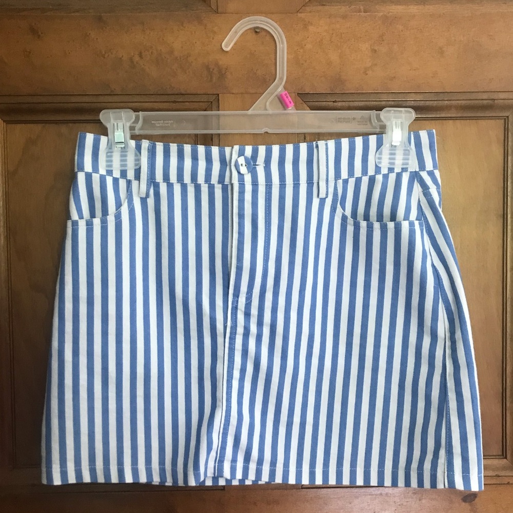 Blue and White Striped Skirt